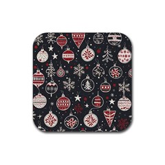 Christmas Decoration Winter Xmas Rubber Coaster (square) by Modalart