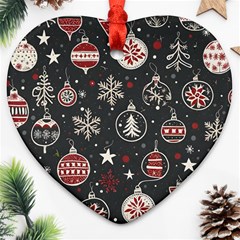 Christmas Decoration Winter Xmas Heart Ornament (two Sides) by Modalart