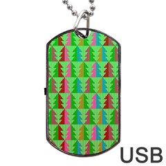 Christmas Background Paper Dog Tag Usb Flash (two Sides) by Modalart