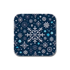 Snowflakes Pattern Rubber Square Coaster (4 Pack) by Modalart