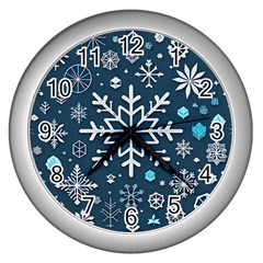 Snowflakes Pattern Wall Clock (silver) by Modalart