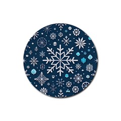 Snowflakes Pattern Rubber Round Coaster (4 Pack) by Modalart