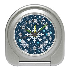 Snowflakes Pattern Travel Alarm Clock by Modalart