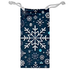 Snowflakes Pattern Jewelry Bag by Modalart