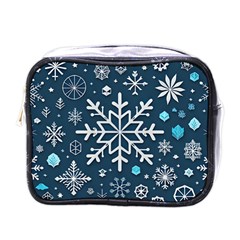 Snowflakes Pattern Mini Toiletries Bag (one Side) by Modalart