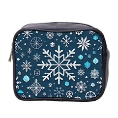 Snowflakes Pattern Mini Toiletries Bag (two Sides) by Modalart