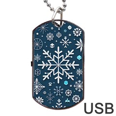 Snowflakes Pattern Dog Tag Usb Flash (one Side) by Modalart