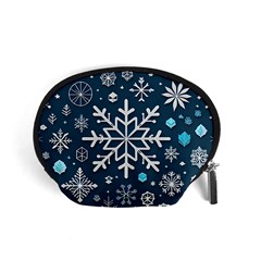 Snowflakes Pattern Accessory Pouch (small) by Modalart