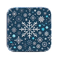 Snowflakes Pattern Square Metal Box (black) by Modalart