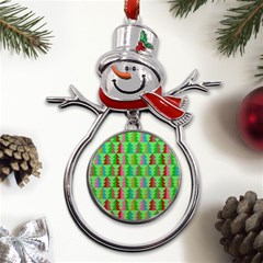 Christmas Background Paper Metal Snowman Ornament by Modalart