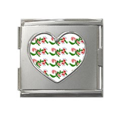 Sweet Christmas Candy Cane Mega Link Heart Italian Charm (18mm) by Modalart