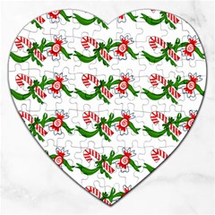 Sweet Christmas Candy Cane Jigsaw Puzzle (heart) by Modalart