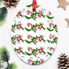 Sweet Christmas Candy Cane Oval Filigree Ornament (two Sides) by Modalart