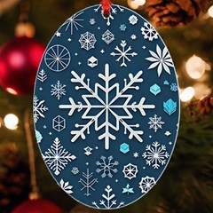 Snowflakes Pattern Uv Print Acrylic Ornament Oval