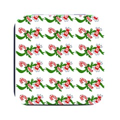 Sweet Christmas Candy Cane Square Metal Box (black) by Modalart