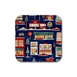 Background Mid Century Modern Rubber Coaster (Square) Front