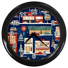 Background Mid Century Modern Wall Clock (black) by Modalart