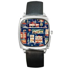 Background Mid Century Modern Square Metal Watch by Modalart