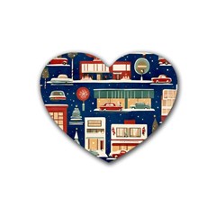 Background Mid Century Modern Rubber Heart Coaster (4 Pack) by Modalart