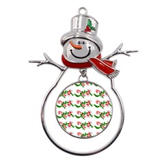 Sweet Christmas Candy Cane Metal Snowman Ornament