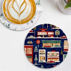 Background Mid Century Modern Uv Print Round Tile Coaster by Modalart