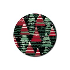 Christmas Trees Rubber Round Coaster (4 Pack) by Modalart