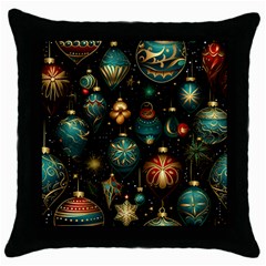 Christmas Ornaments Throw Pillow Case (black) by Modalart