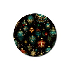 Christmas Ornaments Rubber Round Coaster (4 Pack) by Modalart