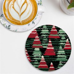 Christmas Trees Uv Print Round Tile Coaster by Modalart