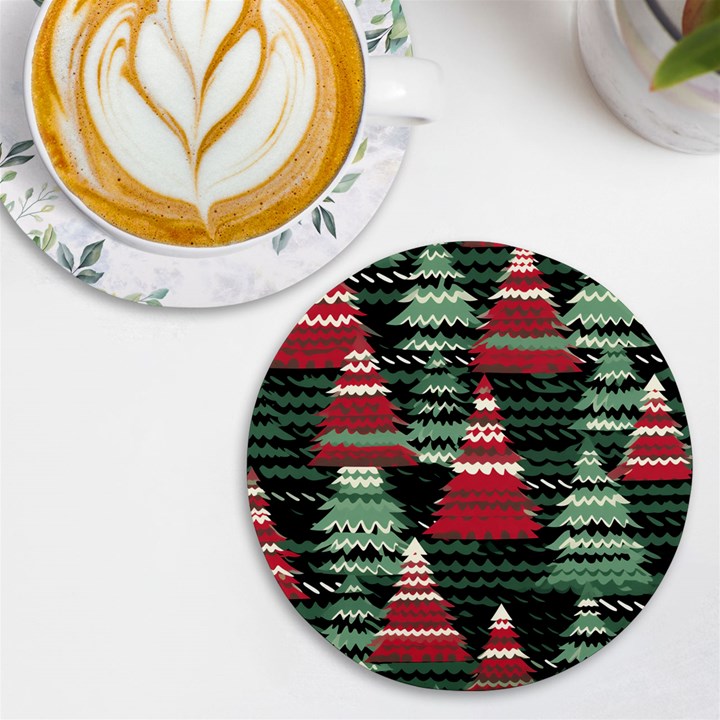 Christmas Trees UV Print Round Tile Coaster