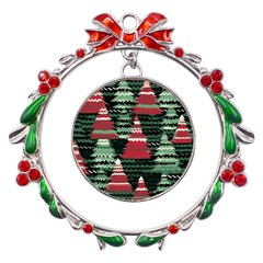 Christmas Trees Metal X mas Wreath Ribbon Ornament