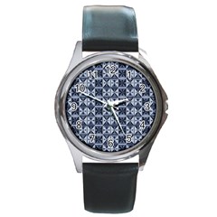 Geometric Monochrome Triangle Round Metal Watch by Bedest