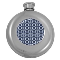 Geometric Monochrome Triangle Round Hip Flask (5 Oz) by Bedest