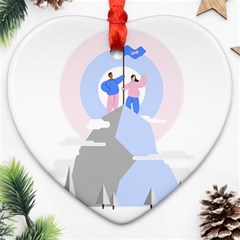 Achievement Success Mountain Clouds Heart Ornament (two Sides) by Modalart