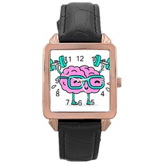 Brain Motivation Mental Activity Rose Gold Leather Watch 