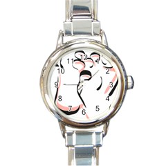 Feet Toes Foot Barefoot Footprint Round Italian Charm Watch by Modalart