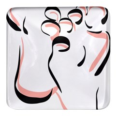 Feet Toes Foot Barefoot Footprint Square Glass Fridge Magnet (4 Pack) by Modalart