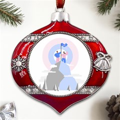 Achievement Success Mountain Clouds Metal Snowflake And Bell Red Ornament by Modalart