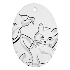 Dog Cat Domestic Animal Silhouette Ornament (Oval)