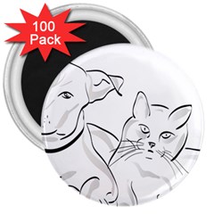 Dog Cat Domestic Animal Silhouette 3  Magnets (100 pack)