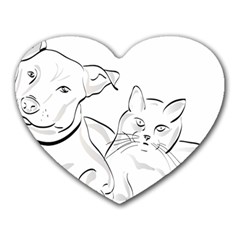 Dog Cat Domestic Animal Silhouette Heart Mousepad