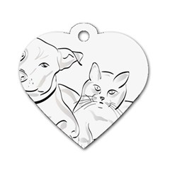 Dog Cat Domestic Animal Silhouette Dog Tag Heart (Two Sides)