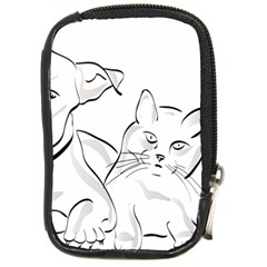 Dog Cat Domestic Animal Silhouette Compact Camera Leather Case