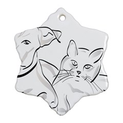 Dog Cat Domestic Animal Silhouette Ornament (Snowflake)