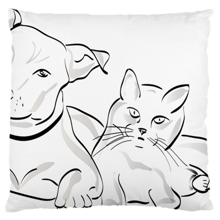 Dog Cat Domestic Animal Silhouette Large Cushion Case (One Side)