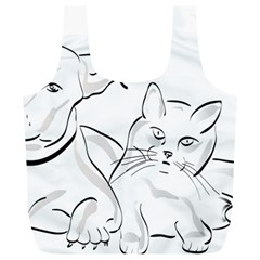 Dog Cat Domestic Animal Silhouette Full Print Recycle Bag (XL)