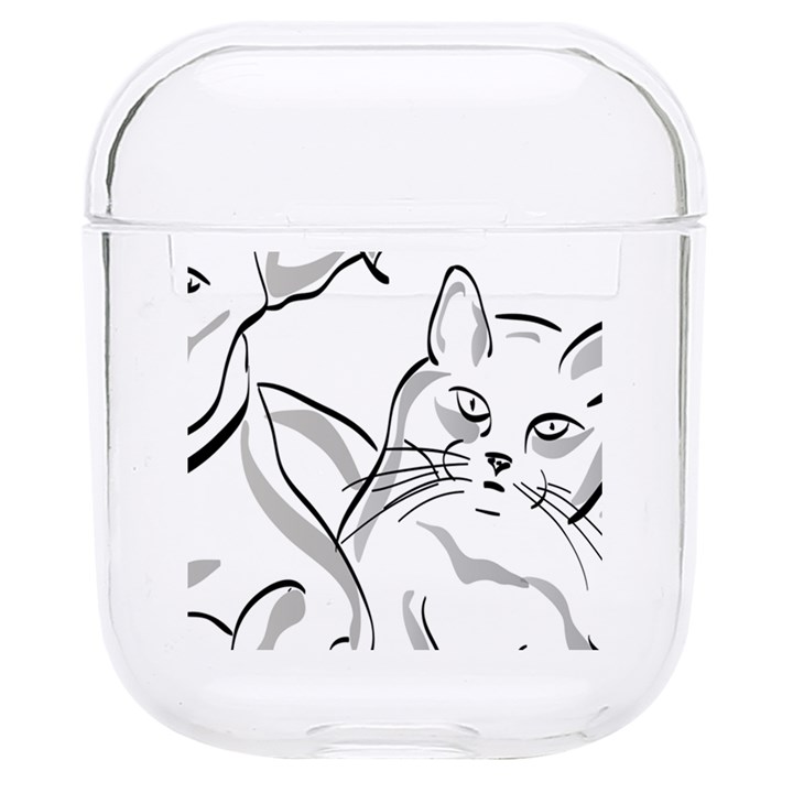 Dog Cat Domestic Animal Silhouette Hard PC AirPods 1/2 Case