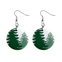 Pine Trees Spruce Tree Mini Button Earrings