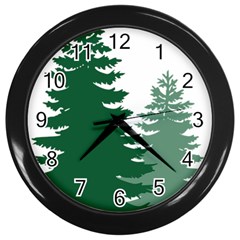 Pine Trees Spruce Tree Wall Clock (Black)