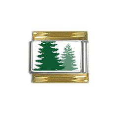 Pine Trees Spruce Tree Gold Trim Italian Charm (9mm)